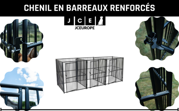 Chenil Extérieur pour Chien 300 X150X183 en barreaux métalliques renforcés avec Porte | Box de détente & d'attente Grand Chien et Chien de Chasse | Kit Préfabriqué Professionnelle - Lucky Dog