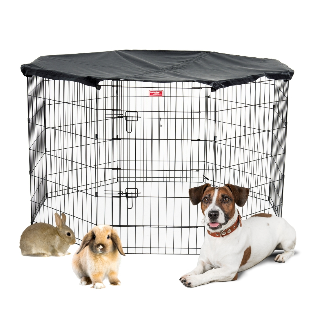 Enclos pliable pour animaux parc chien et chat, SDLOGAL, 2 Compartiments,  165 x111x47cm, Facile à assembler 