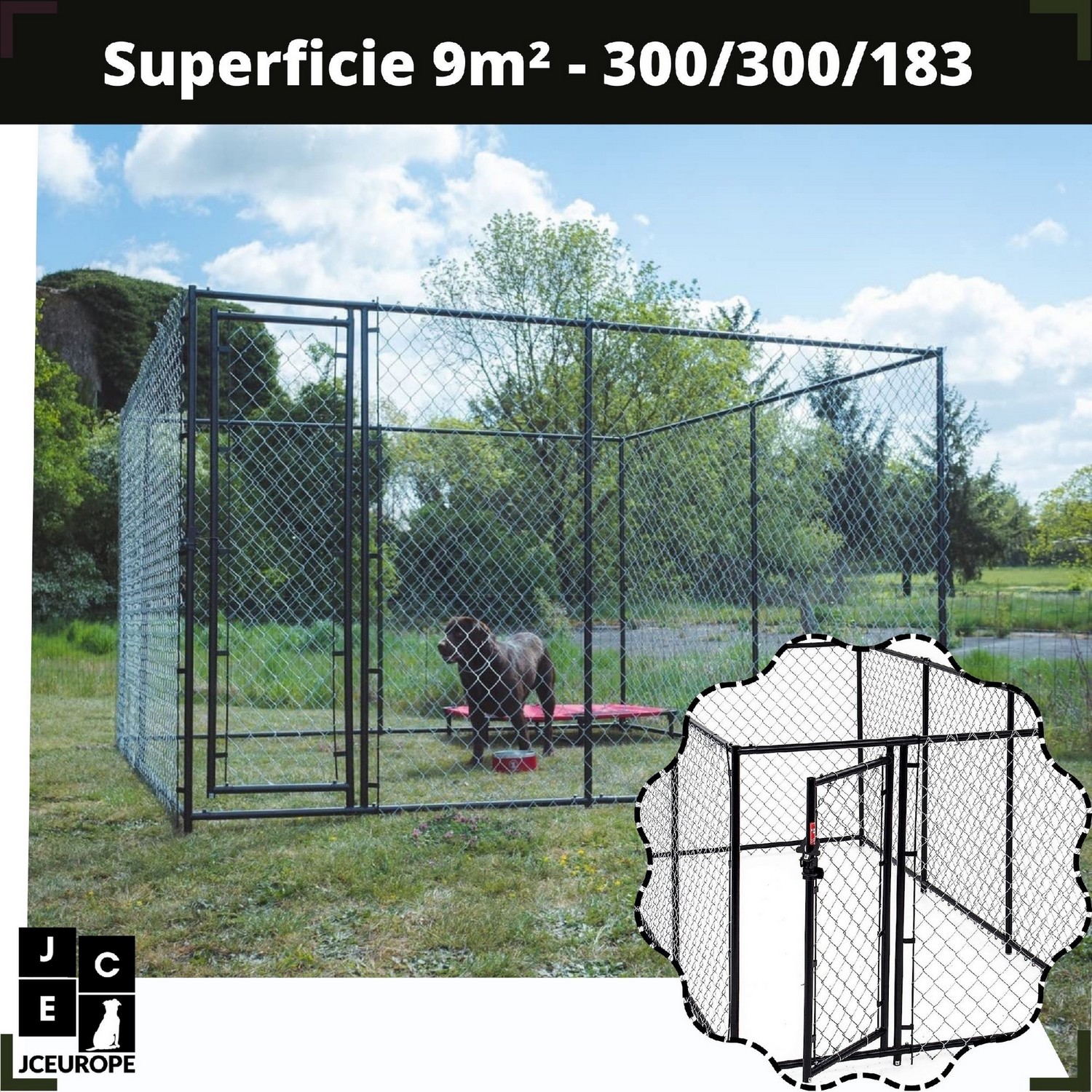 Enclos d'attente et de détente pour Chien en Kit - 300 / 300 / 183-  Treillis soudés - Lucky Dog - JCEurope