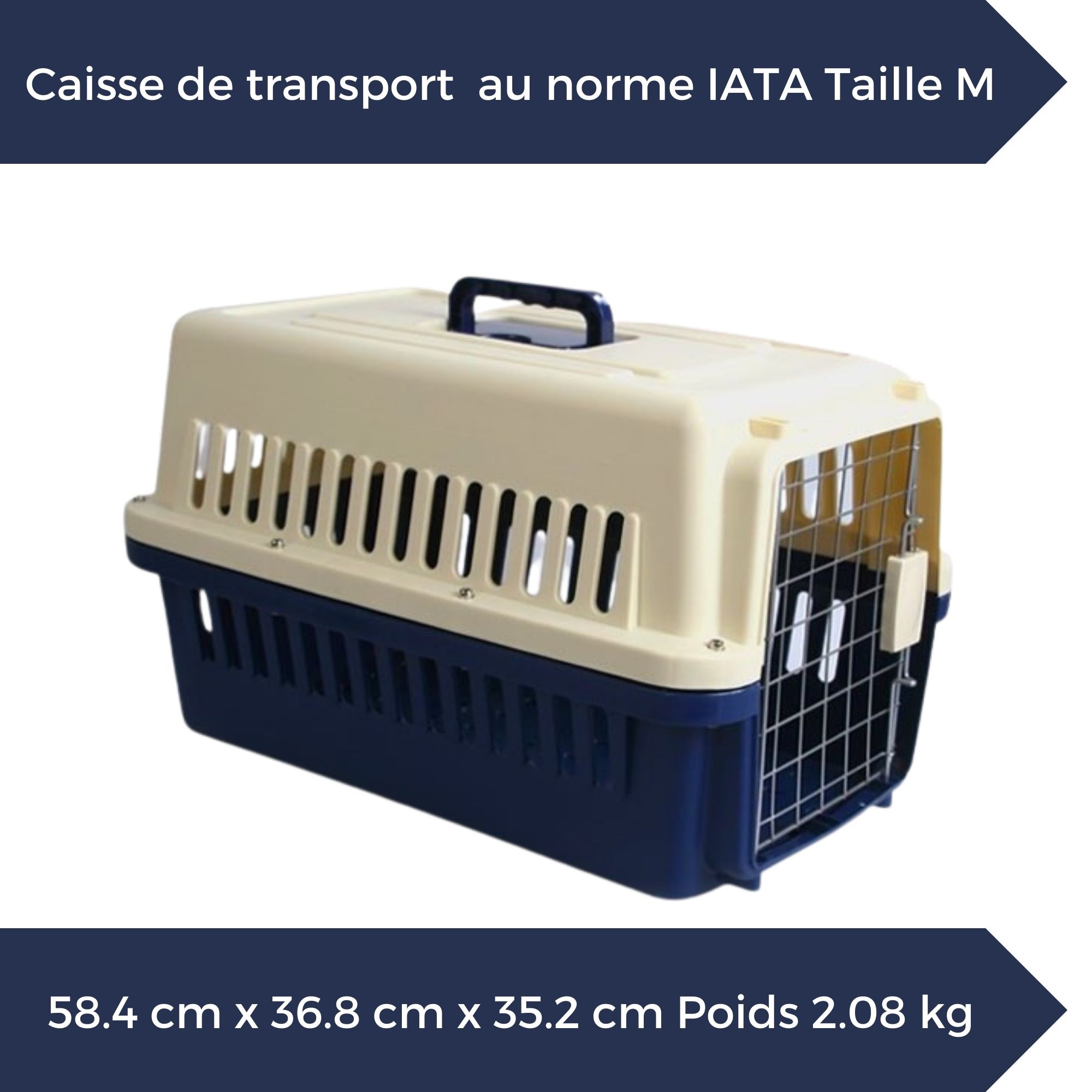 Caisse transport pour 1 chien taille XL 91x61x66,5cm - Norme IATA