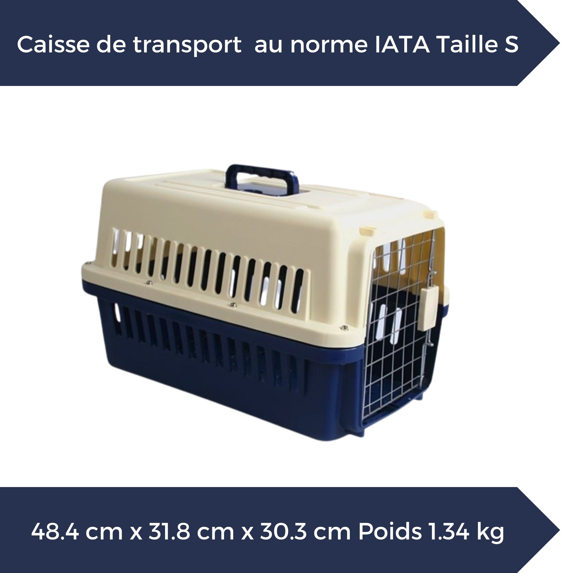 Caisse de transport chien et chat - taille S - Voyage Avion Voiture - IATA