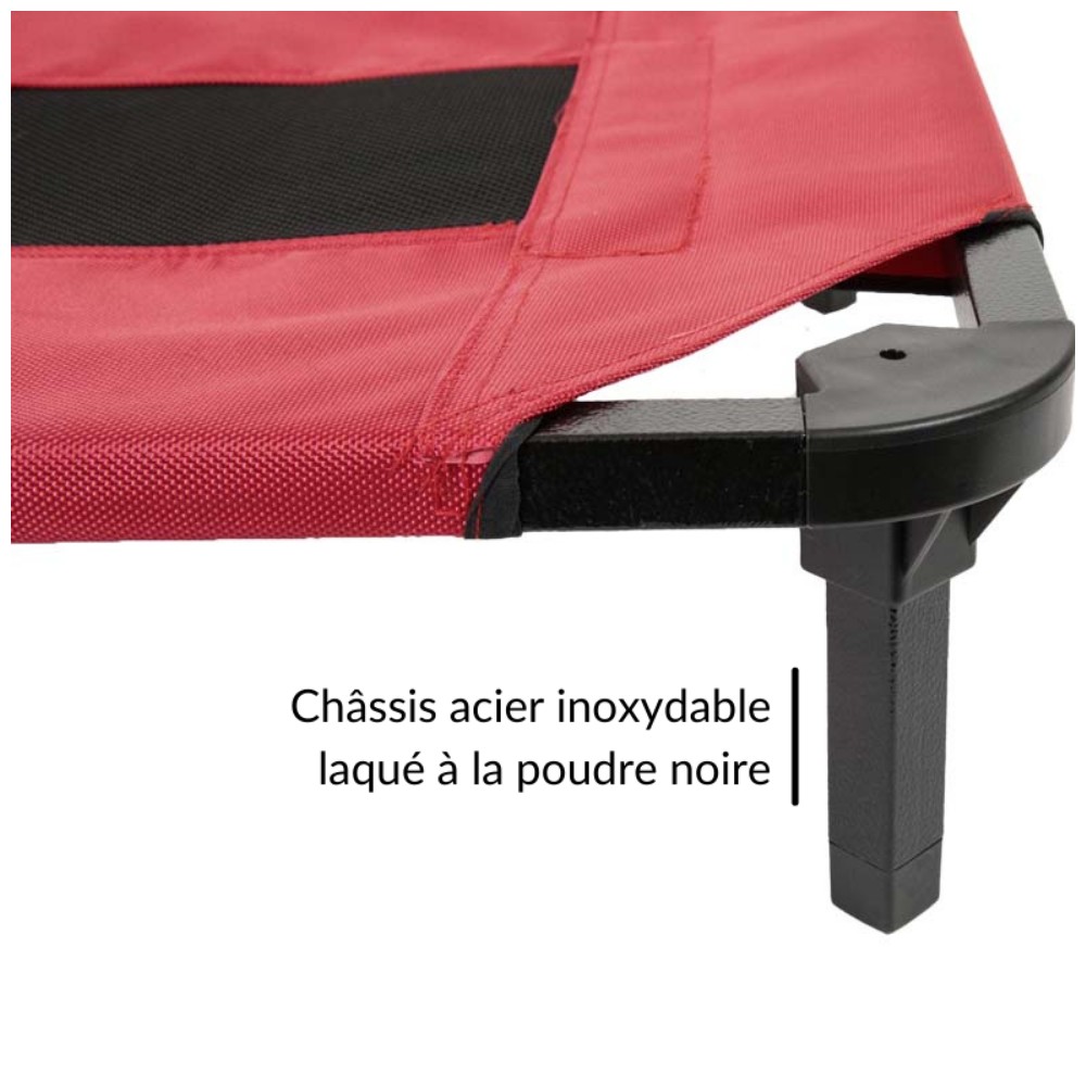 11- Matelas de repos surélevé pour chien - Intérieur extérieur - Rouge - M  74x51x19 - Lucky Dog