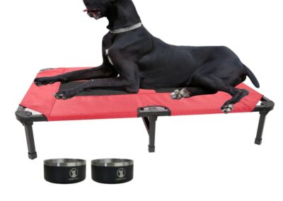 11- Matelas de repos surélevé pour chien - Intérieur extérieur - Rouge - M  74x51x19 - Lucky Dog